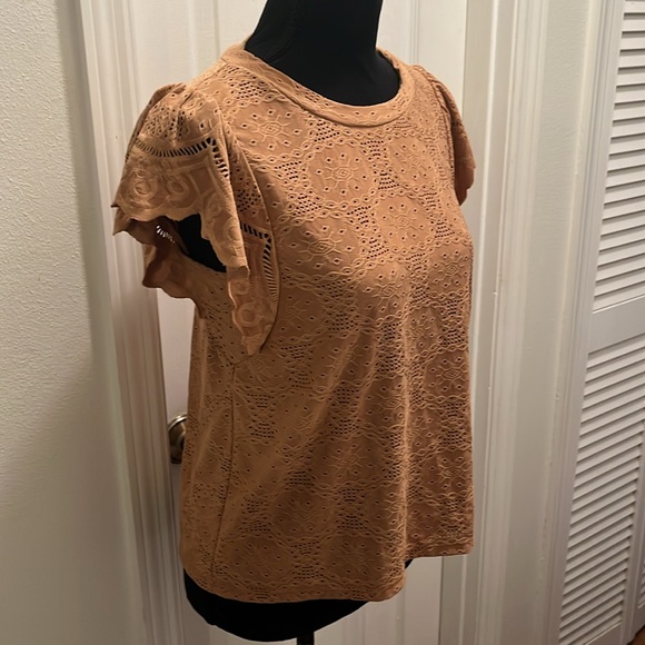 Urban Romantics Women's Lace Ruffle Sleeve Top - Picture 5 of 6